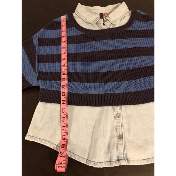 Anthropologie Pilcro Layered Blue and White Striped Sweater - Extra Extra Small - Picture 6 of 9